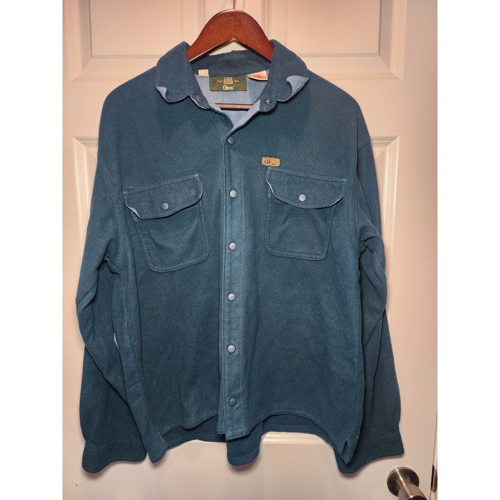Vintage Orvis Polartec Fleece Shirt Jacket Mens Large Teal Blue 90s Snap Front